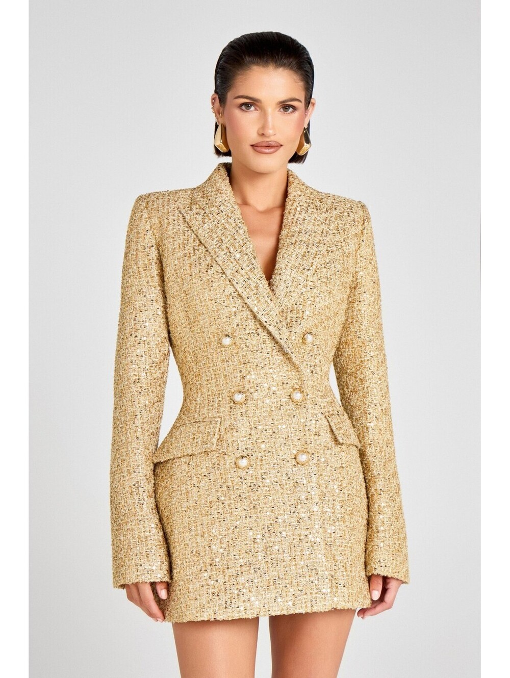 NWD, NADINE MERABI MONICA BLAZER DRESS in GOLD SZ XXL #MD2566